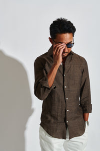 【特別アンコール販売】頂上リネンシャツ BROWN【ラストチャンス100着】