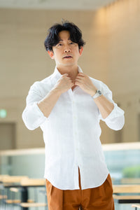 【本日14時まで！特別アンコール販売】頂上リネンシャツ WHITE【ラストチャンス100着】