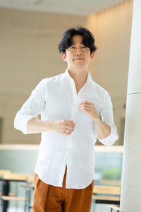 【本日14時まで！特別アンコール販売】頂上リネンシャツ WHITE【ラストチャンス100着】