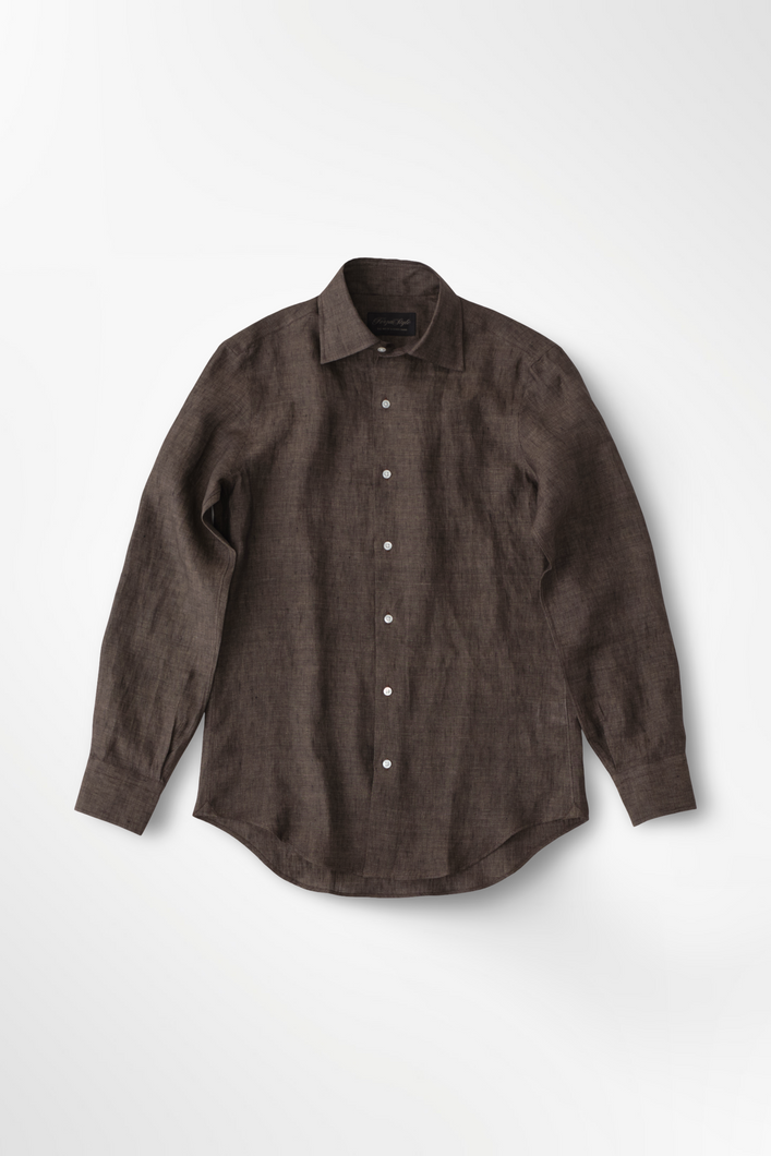 【特別アンコール販売】頂上リネンシャツ BROWN【ラストチャンス100着】